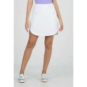 IBKUL‎ White Straight Golf Skort 17.5" UPF 50+ IceFil Zip Pockets S Pickleball